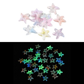 Cabujones decodificados de resina luminosa, brillan en la oscuridad, estrella de mar de triple color