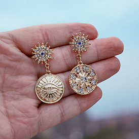Sparkling Eye and Star Geometric Earrings with Irregular Design - Fashionable and Unique Jewelry