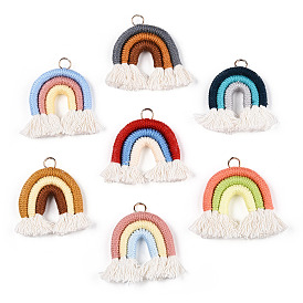 Handmade Macrame Cotton Thread Rainbow Ornament, for Home Bedroom Living Room Wall Decor