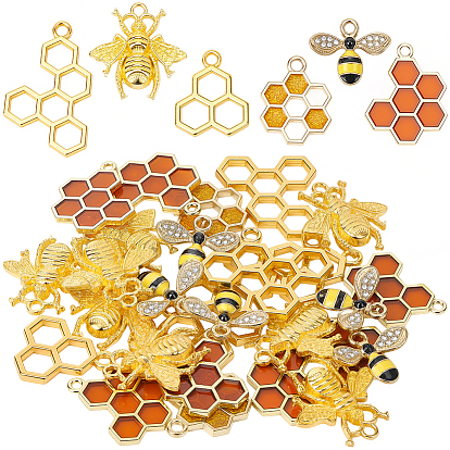 45 шт. 6 подвески из сплава с эмалью в виде пчел и сот, со стразами