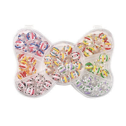 52 шт. эмалевые бусины из смолы с рождественской тематикой, бусины ручной работы, круглые, с пластиковой коробке