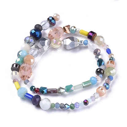 Glass Beads Strands, Faceted, Round & Oval & Rondelle & Column