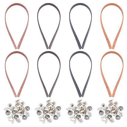 8 наборы 4 цвета ремешок для сумки из искусственной кожи, с набором железных заклепок, плоский, аксессуары для замены сумок