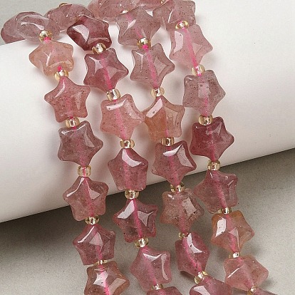 Природного кварца клубники нитей бисера, толстая звезда, с бисером