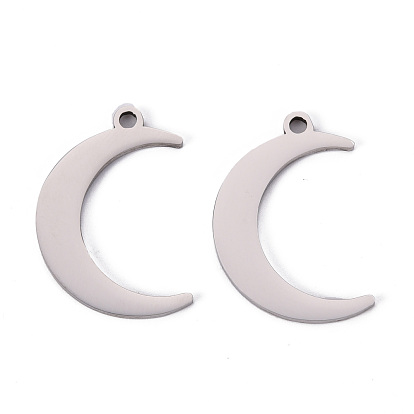 201 Stainless Steel Pendants, Laser Cut, Moon