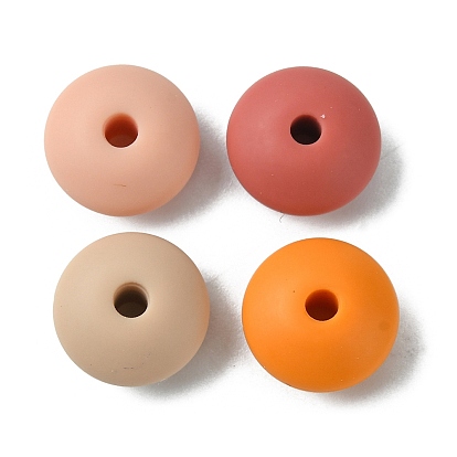 Rondelle Food Grade Eco-Friendly Silicone Focal Beads, Chewing Beads For Teethers, DIY Nursing Necklaces Making
