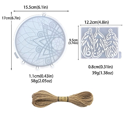 Toile tissée avec plumes, moules de décoration de pendentifs en silicone de qualité alimentaire, bricolage, moules de résine, outils de moule d'artisanat en argile