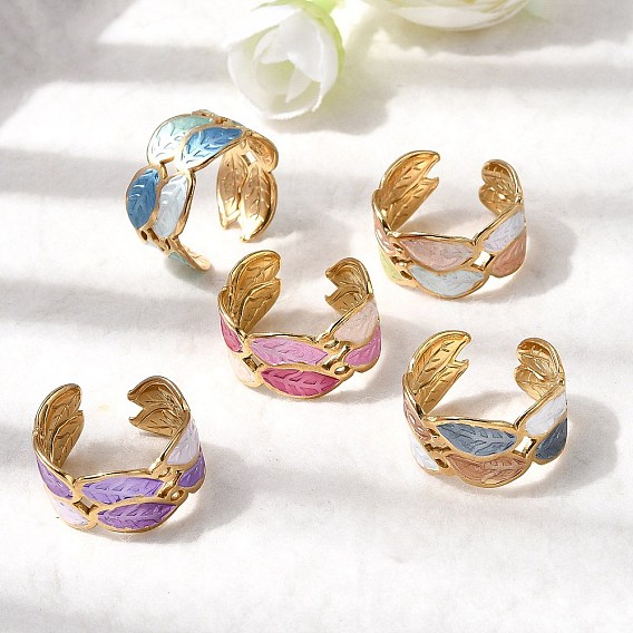 304 открытые манжеты из эмалированной нержавеющей стали, широкие кольца для женщин, золотые