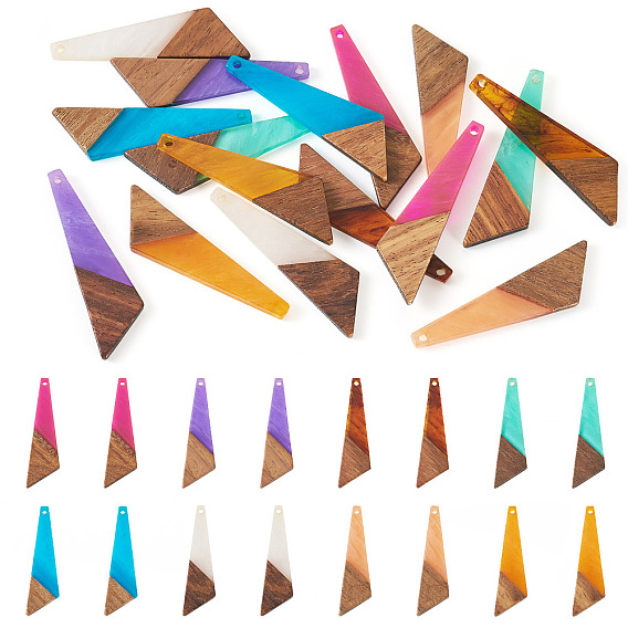 16шт 8 цвета подвески из смолы и дерева, треугольник прелести