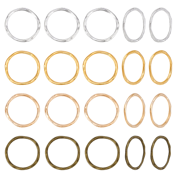 120шт 4 цвета сплава соединительные кольца, текстурированная форма кольца