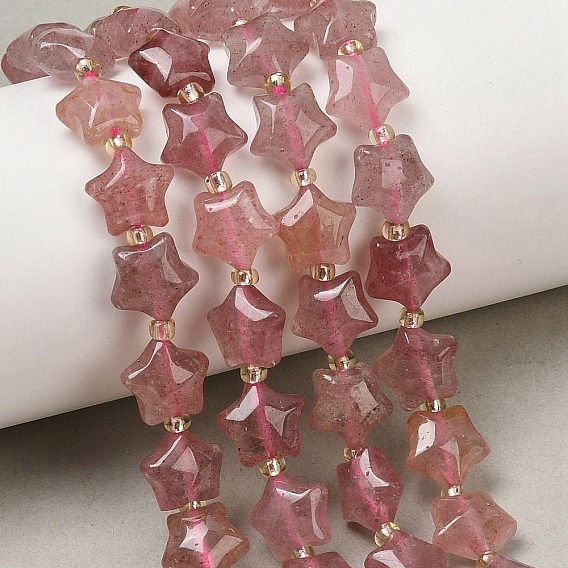 Природного кварца клубники нитей бисера, толстая звезда, с бисером