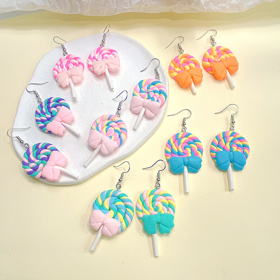 Сплав полимерной глины болтаться серьги, леденец, платина