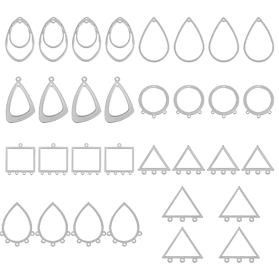 Набор для самостоятельного изготовления бижутерии по геометрии, включая 201 и 304 компоненты люстры из нержавеющей стали, звенья и подвески, каплевидная и круглая и треугольная