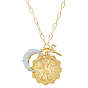 Cubic Zirconia Constellation & Opalite Moon Pendant Necklace, with Golden Brass Paperclip Chains