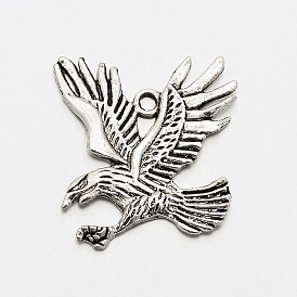 Aigle / charme de faucon de style tibétain pendentifs en alliage de zinc, 35x32x1.5mm, Trou: 2.5mm