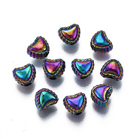 Rack Plating Rainbow Color Alloy Beads, Cadmium Free & Nickel Free & Lead Free, Heart