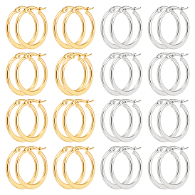 16пары 2 цвета 304 серьги-кольца из нержавеющей стали, гипоаллергенные серьги, кольцо