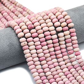 Природные родонит бисер нитей, матовые, рондель