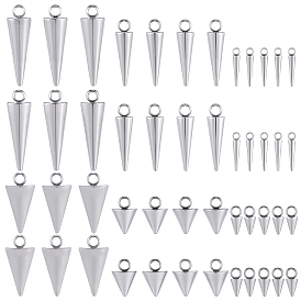 60 шт 6 стили 304 подвески из нержавеющей стали, шип / конус