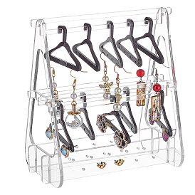 1 набор прозрачных акриловых подставок для сережек, держатель-органайзер для сережек в форме вешалки с 10шт черными вешалками
