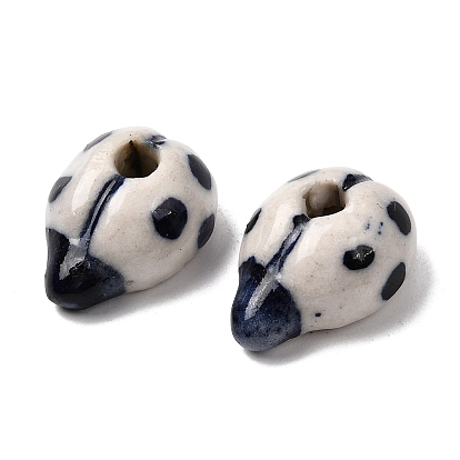 Фарфоровые бусины ручной работы, коровка, синий и белый фарфоровый узор