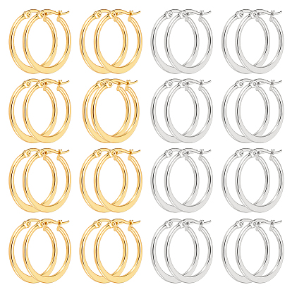 16пары 2 цвета 304 серьги-кольца из нержавеющей стали, гипоаллергенные серьги, кольцо