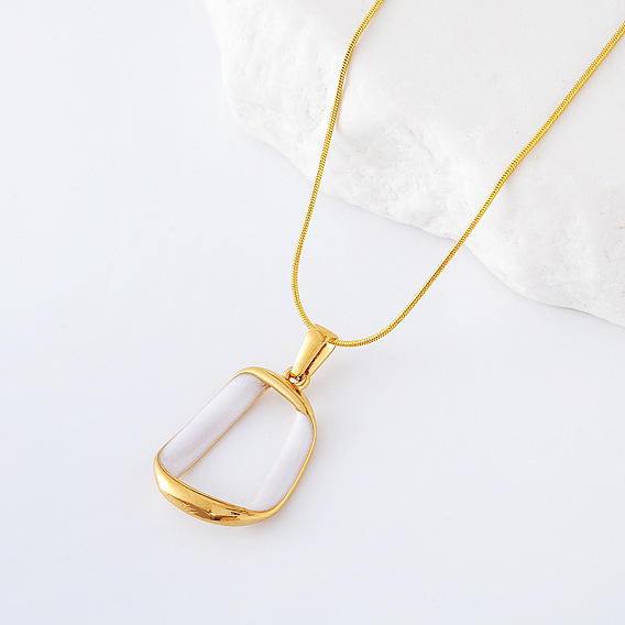 3шт. геометрические витые овальные подвески из нержавеющей стали с белой эмалью для женщин