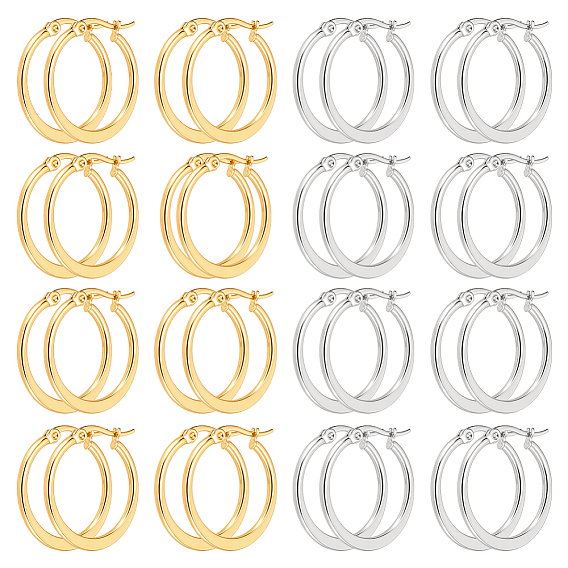 16пары 2 цвета 304 серьги-кольца из нержавеющей стали, гипоаллергенные серьги, кольцо
