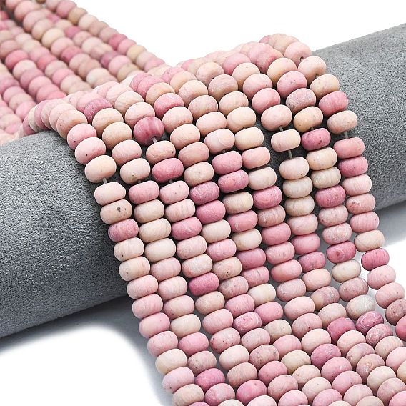 Природные родонит бисер нитей, матовые, рондель
