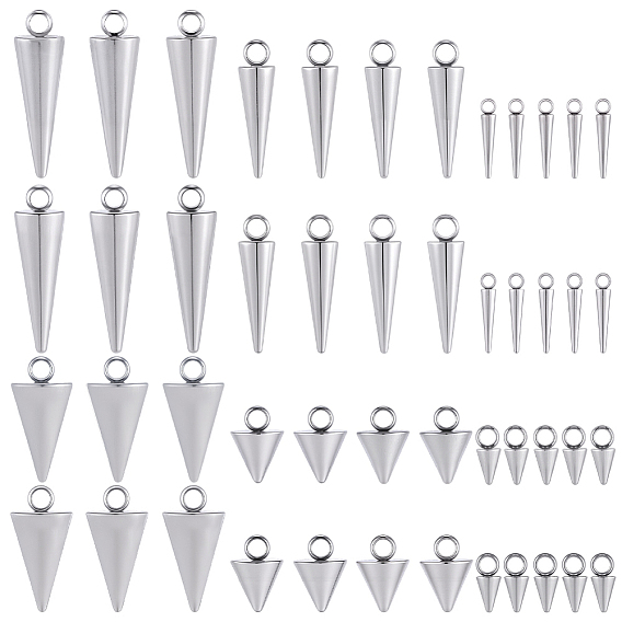 60 шт 6 стили 304 подвески из нержавеющей стали, шип / конус