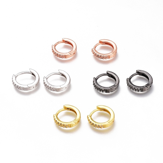 Серьги-кольца из латуни с микропаве из прозрачного кубического циркония, долговечный, кольцо