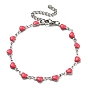 304 Stainless Steel Heart Link Chain Bracelet with Enamel