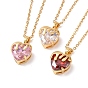 Cubic Zirconia Heart Pendant Necklace with 304 Stainless Steel Cable Chains for Women