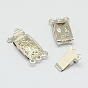 Brass Multi-Strand Box Clasps, Nickel Free, Rectangle, 21x10x5mm, Hole: 1mm