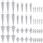 60 шт 6 стили 304 подвески из нержавеющей стали, шип / конус