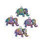 Regenbogenfarben-Legierung Anhänger Strass-Einstellungen, cadmiumfrei und bleifrei, Elefant