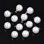 ABS Plastic Imitation Pearl Charms, with Brass Findings, Golden, Round