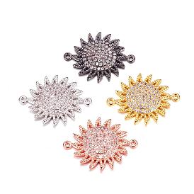 Brass Micro Pave Cubic Zirconia Links, Sunflower