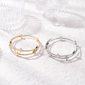 2шт. браслеты из латунной трубки для женщин, крестик