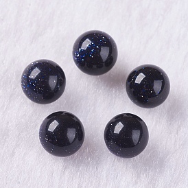 Synthetic Blue Goldstone Beads, Gemstone Sphere, Undrilled/No Hole, Round