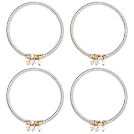 4шт. набор цепочек из железа и круглых браслетов, Браслеты в форме катушки гитарной струны с подвесками в форме звезды ccb