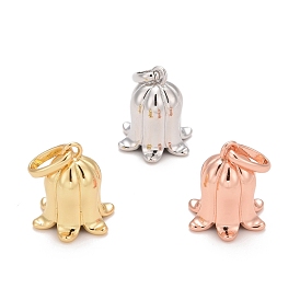 Rack Plating Brass Pendants, with Jump Rings, Long-Lasting Plated, Lead Free & Cadmium Free, Bluebell/Hyacinthoides Flower