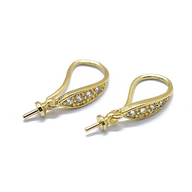 Латунь микро проложить кубического циркония серьги крючки, за половину пробурено бисера