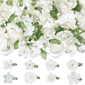 80шт. 8 стили акриловых цветочных подвесок, с латунной фурнитурой 