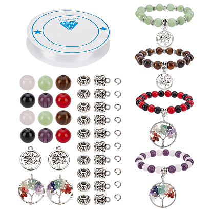 DIY Bracelets Making Kit, Including Natural Gemstone Beads, Glass Beads, Alloy Beads, Pendants & Tube Bails, Mix Stone Pendants, 304 Stainless Steel Jump Rings