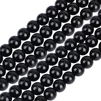 Наборы для изготовления браслетов своими руками, включая нити из натуральных круглых бусин черного оникса и эластичную нить с кристаллами.