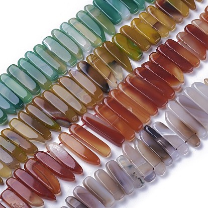 Dyed Natural Agate Beads Strands, Tusk Shape