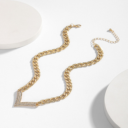 V-образные ожерелья из сплава со стразами и кристаллами для женщин