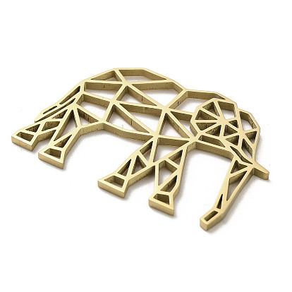 304 Stainless Steel Filigree Joiners Links, Laser Cut, Elephant