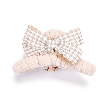 Plastic Claw Hair Clips, Covered with Wool and Cloth, Bowknot & Flower